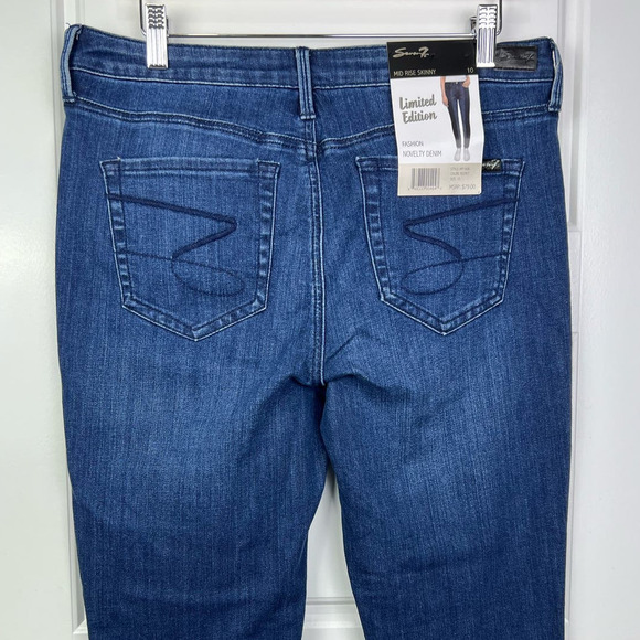 NWT Seven7 Limited Edition Mid Rise Skinny Two Tone Women's Denim Jeans Size 10 - Picture 5 of 9